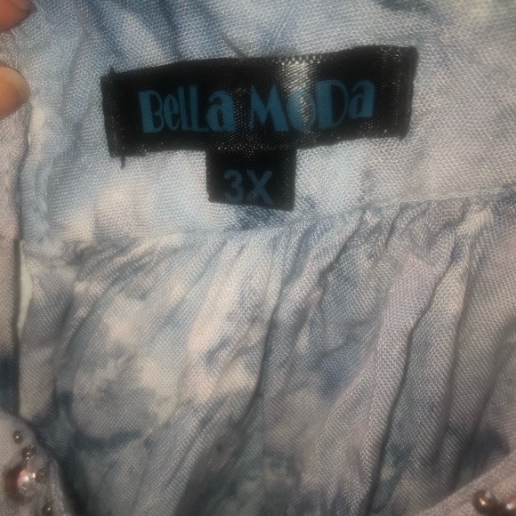 Bella Moda Blue Tie Dye Pattern w/Faux Silver Stud - Picture 4 of 8